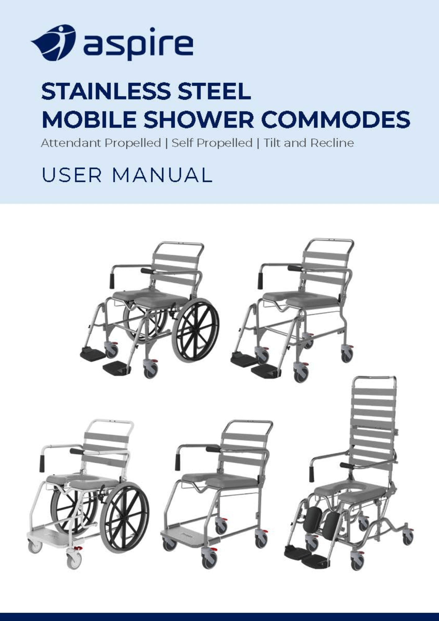 Aspire Mobile Shower Commodes User Manual